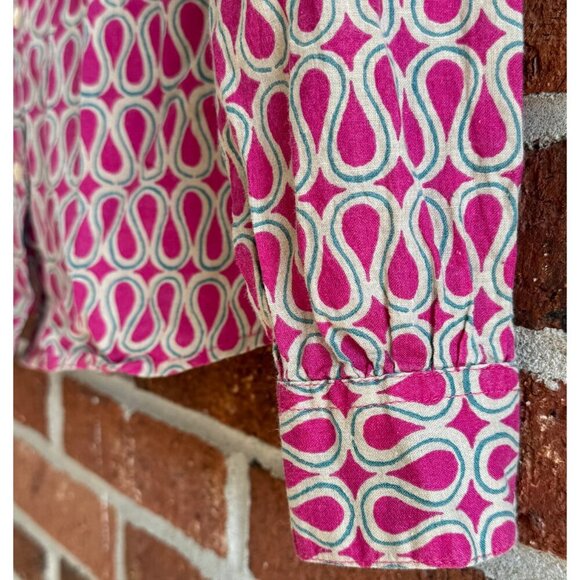 Isabella Sinclair Pink Geometric Print Button-Front Blouse | XS - Picture 7 of 8